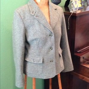 Blazer, women's large, green tweed, LLBean.